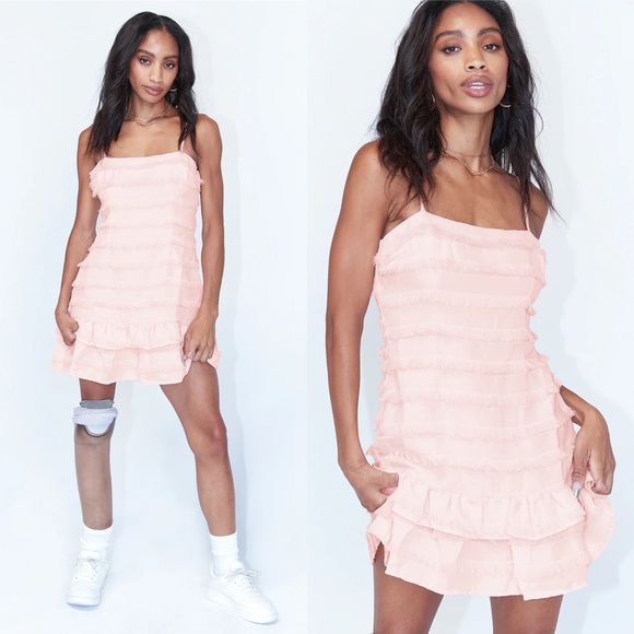 Princess Polly Mauve Pink Moline Fringe Ruffle Mini Tank Dress - Picture 13 of 13